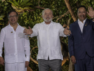 El presidente de Colombia, Gustavo Petro (i), el presidente de Brasil, Luiz Inácio Lula da Silva (c), y el presidente de Bolivia, Luis Arce (d), en una fotografía de archivo. EFE/Antonio Lacerda