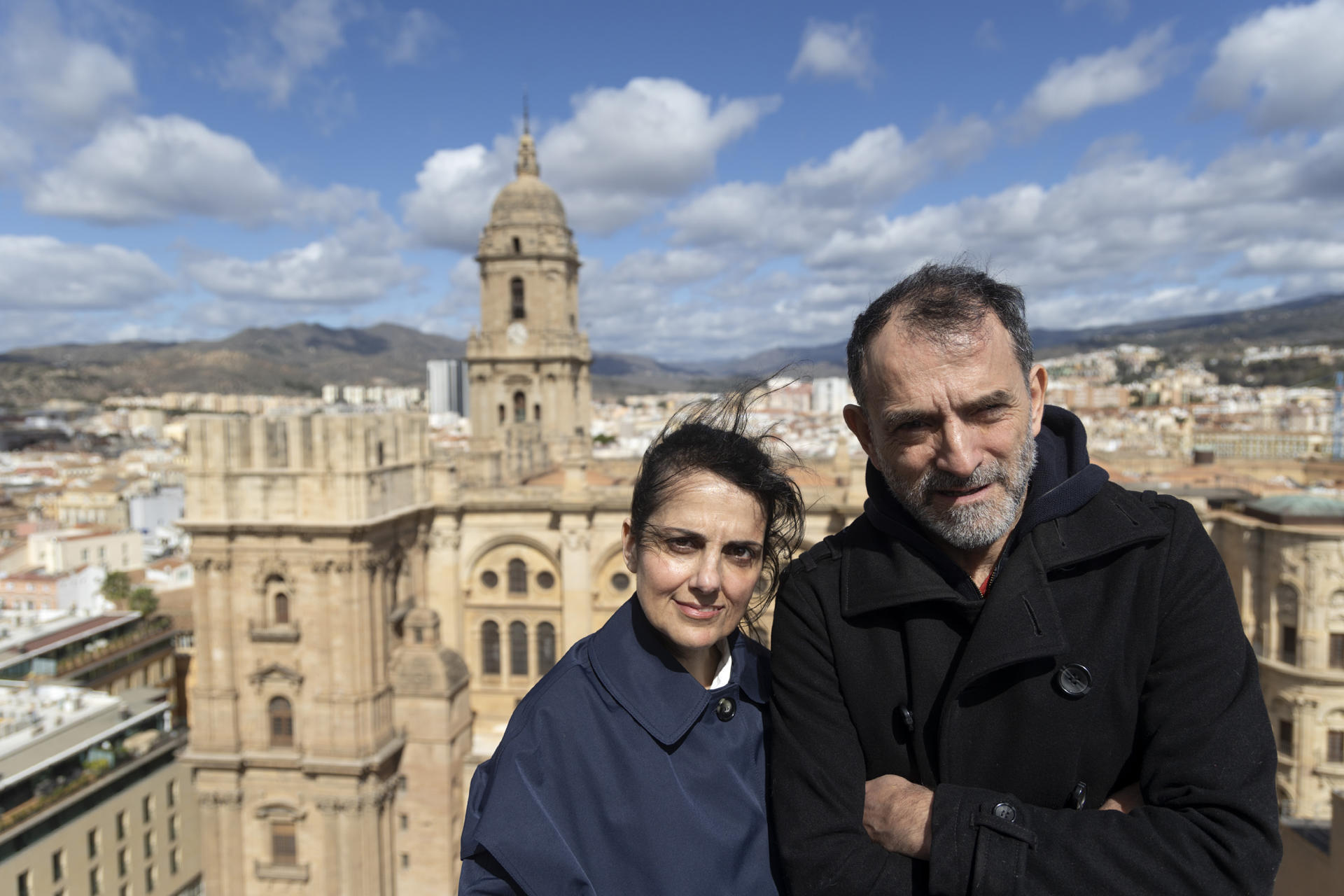 El productor Chema de la Peña y Blanca Torres, directora de 'Marisol, llámame Pepa' que se presenta hoy durante el 27 Festival de Málaga. EFE/Daniel Pérez
