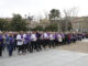 'Flashmob' protagonizado por las usuarias de los centros municipales de mayores de los 21 distritos de la ciudad de Madrid para conmemorar el Día Internacional de la Mujer (8M), este lunes. EFE/ Jimena Sánchez