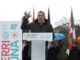 El coordinador general de EH Bildu, Arnaldo Otegui, durante su intervención EH Bildu en una manifestación multitudinaria por las calles de Pamplona con motivo del Aberri Eguna (día de la patria vasca). EFE/ Villar Lopez