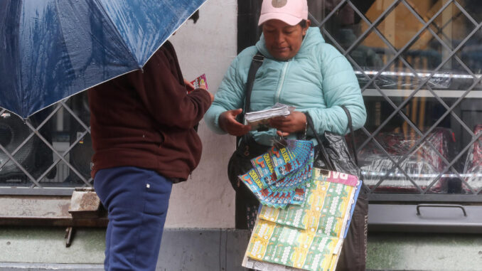 Ciudadanos ecuatorianos trabajan este viernes, en las calles de Quito (Ecuador). EFE/ José Jácome
