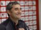 El entrenador del Athletic de Bilbao, Ernesto Valverde, ha ofrecido este jueves una rueda de prensa previa al partido liguero del viernes ante el Granada en San Mamés. EFE/ Miguel Toña