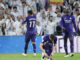 El delantero brasileño del Real Madrid Rodrygo Goes (i) celebra su segundo gol durante el partido de la jornada 30 de LaLiga que Real Madrid y Athletic Club de Bilbao disputaron en el estadio Santiago Bernabéu, en Madrid. EFE/Mariscal