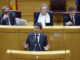 El presidente de la Generalitat Valencina Carlos Mazón, interviene a la sesión de la Comisión General de Comunidades Autónomas celebrada este lunes en el Senado en la que se debate la ley de amnistía. EFE/Mariscal