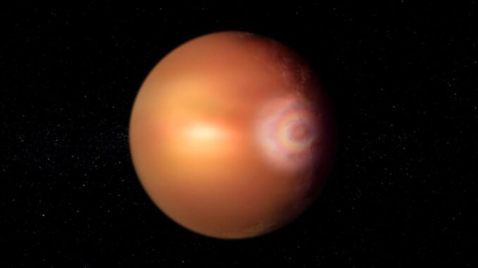 Impresión artística de una "gloria" en el exoplaneta WASP-76b. Cada "gloria" es única, dependiendo de la composición de la atmósfera del planeta y de los colores de la luz estelar que incide sobre él. Fotografía facilitada por la ESA, trabajo realizado por ATG bajo contrato para la ESA. CC BY-SA 3.0 IGO. EFE
