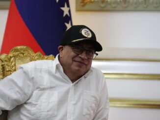 El presidente de Colombia, Gustavo Petro, en el Palacio de Miraflrores, durante su visita a Venezuela. EFE/ Rayner Peña R.