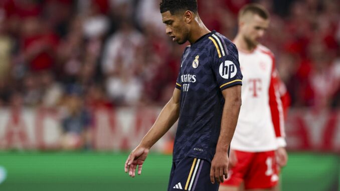 El jugador del MAdrid Jude Bellingham en Múnich, Alemania. EFE/EPA/ANNA SZILAGYI
