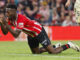 El delantero del Athletic Club Iñaki Williams se lamenta tras una ocasión fallida durante el encuentro de la jornada 32 de LaLiga entre Athletic Club de Bilbao y Granada CF, este viernes en el estadio de San Mamés, en Bilbao. EFE/ Miguel Toña