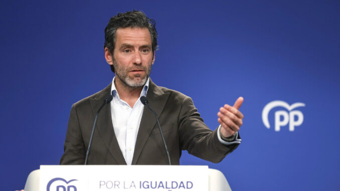 El portavoz del PP, Borja Sémper, durante la rueda de prensa posterior a la reunión del Comité de Dirección del partido este lunes. EFE/ Fernando Alvarado
