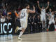 El escolta del Real Madrid Sergio Llull celebra una canasta ante el Baskonia, durante el primer partido de los cuartos de final de la Euroliga en el Wizink Center. EFE/Kiko Huesca