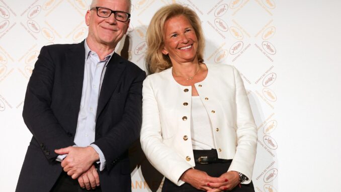 El director y la presidenta del Festival de Cannes, Thierry Fremaux y Iris Knobloch, presentan la 77 edición del evento cinematográfico. EFE/EPA/TERESA SUAREZ
