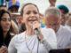 La líder opositora María Corina Machado participa en un acto de campaña del candidato presidencial de la Plataforma Unitaria Democrática (PUD), Edmundo González Urrutia, el 18 de mayo en La Victoria, estado Aragua (Venezuela). EFE/ Rayner Peña R.