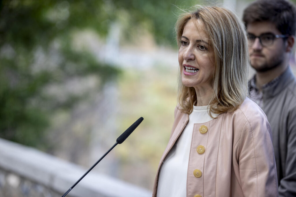 La vicesecretaria general del PSOE de Castilla-La Mancha y eurodiputada candidata a la reelección, Cristina Maestre, ayer en un acto. EFE/Ismael Herrero