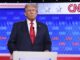 El expresidente de EE.UU., Donald J. Trump durante el debate presidencial en Atlanta (EE.UU.). EFE/EPA/MICHAEL REYNOLDS