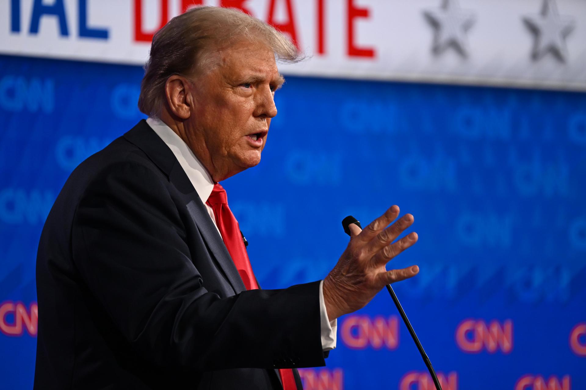 El expresidente Donald J. Trump durante el debate. EFE/EPA/WILL LANZONI / CNN PHOTOS MANDATORY CREDIT: CNN PHOTOS / CREDIT CNN - WILL LANZONI EDITORIAL USE ONLY EDITORIAL USE ONLY
