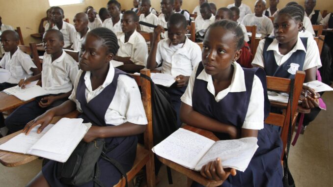 Imagen de archivo de niños y niñas de una escuela de primaria durante una clase en Monrovia, Liberia. EFE/EPA/AHMED JALLANZO
