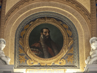 Retrato del descubridor López de Villalobos, en techo del Salón de los Espejos del Ayuntamiento de Málaga. EFE/ Jorge Zapata