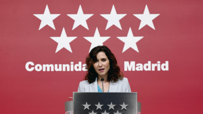 La presidenta de la Comunidad de Madrid, Isabel Díaz Ayuso. EFE/ Sergio Pérez
