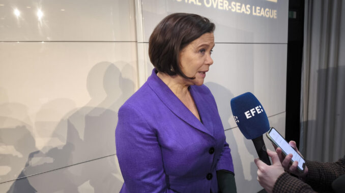 La presidenta del partido nacionalista irlandés Sinn Féin, Mary Lou McDonald. EFE/ Guillermo Garrido
