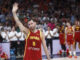 El alero de la selección española Rudy Fernánez durante el homenaje que recibió a la finalización del partido amistoso que disputaron frente a Puerto Rico previo a los Juegos Olímpicos París 2024 en el Wizink Center en Madrid. EFE/Rodrigo Jiménez