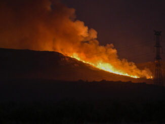 Vista del incendio forestal declarado en Argamasilla de Calatrava en Ciudad Real. EFE/ Jesus Monroy