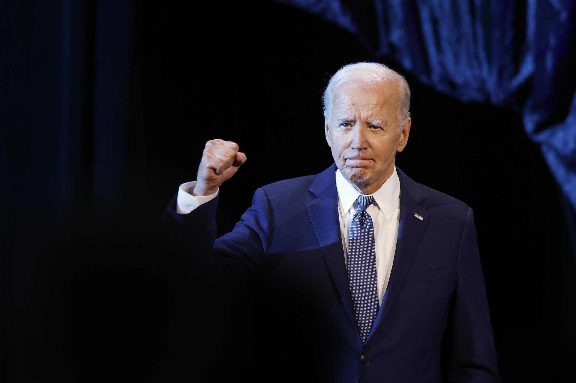 El presidente estadounidense, Joe Biden, participa en la 115ª Convención Nacional de la NAACP en Las Vegas, Nevada, EE.UU., este 16 de julio de 2024. EFE/EPA/Caroline Brehman
