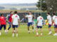 Jugadores españoles durante un entrenamiento este miércoles, en Donaueschingen (Alemania), tras la victoria de la Selección ayer ante Francia en las semifinales de la Eurocopa 2024. EFE/ J.J.Guillen