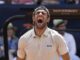 Gstaad (Switzerland Schweiz Suisse), 20/07/2024.- Matteo Berrettini of Italy celebrates after winning the semi final match against Stefanos Tsitsipas of Greece at the Swiss Open tennis tournament in Gstaad, Switzerland, 20 July 2024. (Tenis, Grecia, Italia, Suiza) EFE/EPA/PETER KLAUNZER