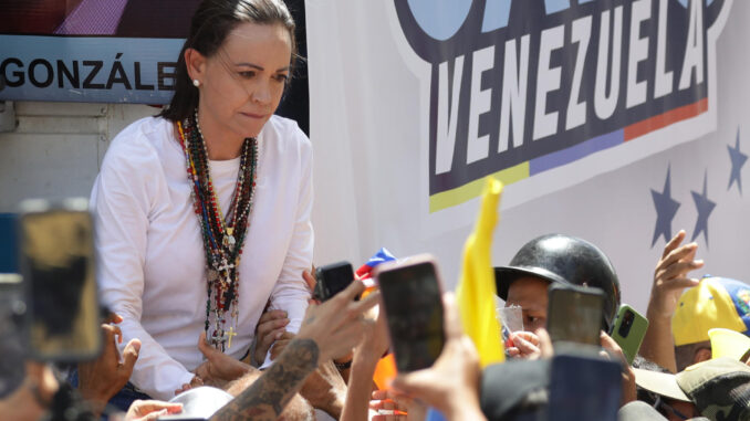 Fotografía de archivo la líder de la oposición venezolana María Corina Machado. EFE/ Ronald Peña R.
