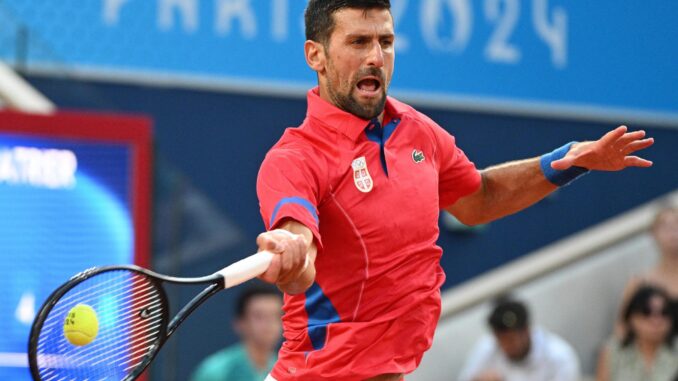 Novak Djokovic, durante su semifinal ante Lorenzo Musetti. EFE/EPA/CAROLINE BLUMBERG
