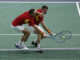 La pareja española Pedro Martínez (d) y Marcel Granollers ante los australianos Matthew Ebden y Max Purcell en su partido de la manga por la primera plaza del Grupo B de la Fase Final de la Copa Davis en Valencia. EFE/ Biel Aliño