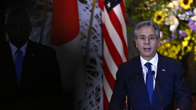 Fotografía de archivo del secretario de Estado de Estados Unidos, Antony Blinken, durante una conferencia de prensa en Tokio, Japón, el 28 de julio de 2024.EFE/EPA/David Mareuil / POOL
