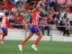 La delantera del Atlético de Madrid Giovana Queiroz celebra su gol durante el partido de Liga F entre Atlético de Madrid y Granada CF, este miércoles en el Centro Deportivo Wanda Alcalá de Henares. EFE/Juanjo Martín