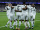 El delantero del Real Madrid Kylian Mbappé (3i) celebra con sus compañeros su gol, el primer gol del equipo blanco, durante el encuentro correspondiente a la primera jornada de la Liga de Campeones que Real Madrid y Vfb Stuttgart disputaron en el estadio Santiago Bernabéu, en Madrid. EFE/Kiko Huesca