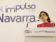 La presidenta de la Comunidad de Madrid, Isabel Díaz Ayuso, interviene este jueves en Pamplona en un acto del PP de Navarra, junto al presidente de la formación en la comunidad foral Javier García. EFE/ Villar López