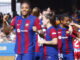 La delantera del FC Barcelona Salma Paralluelo celebra un gol, durante el partido de la jornada 18 de Liga F de fútbol femenino. EFE/ Quique García