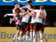 Jugadores de River celebran un gol en un partido de la fecha 15 de la Primera División entre Boca Juniors y River Plate. EFE/ Juan Ignacio Roncoroni