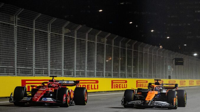 Charles Leclerc y Oscar Piastri. EFE/EPA/TOM WHITE
