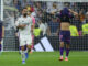 El defensa del Real Madrid, Dani Carvajal, tras conseguir el primer gol del equipo madridista durante el encuentro correspondiente a la sexta jornada de Laliga EA Sports que disputaron Real Madrid y Espanyol en el estadio Santiago Bernábeu, en Madrid. EFE / Kiko Huesca.