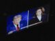 Fotografía de un monitor fuera del escenario durante el debate presidencial entre el candidato presidencial republicano Donald J. Trump y la candidato presidencial demócrata y vicepresidenta estadounidense Kamala Harris, organizado por ABC News en el Centro Nacional de la Constitución en Filadelfia, Pensilvania, EE. UU., el 10 de septiembre de 2024. EFE/EPA/Demetrius Freeman / POOL