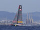 El barco italiano Luna Rossa durante su participación en la ronda clasificatoria 'Round Robin' de la Copa del América de Barcelona, este domingo. EFE/Siu Wu