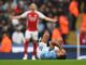 Rodri Hernández, centrocampista del Manchester City y capitán de la selección española, cayó lesionado durante el partido de la Premier League en el Etiad, Manchester, Reino Unido.. EFE/EPA/PETER POWELL