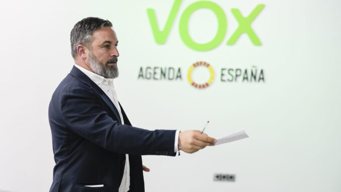 Imagen de archivo del líder de Vox, Santiago Abascal. EFE/Borja Sánchez-Trillo
