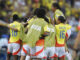 Jugadoras de Colombia celebran un gol de Mary Álvarez en un partido del grupo A de la Copa Mundial Femenina sub-20 . EFE/ Luis Eduardo Noriega Arboleda