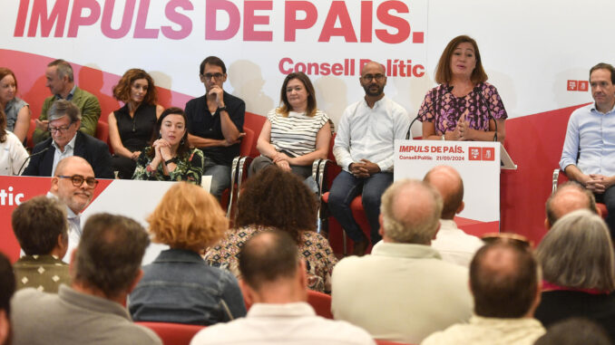 La presidenta del Congreso de los Diputados y secretaria general del PSIB, Francina Armengol, durante el Consejo Politico del PSIB. EFE/MIQUEL A. BORRÀS
