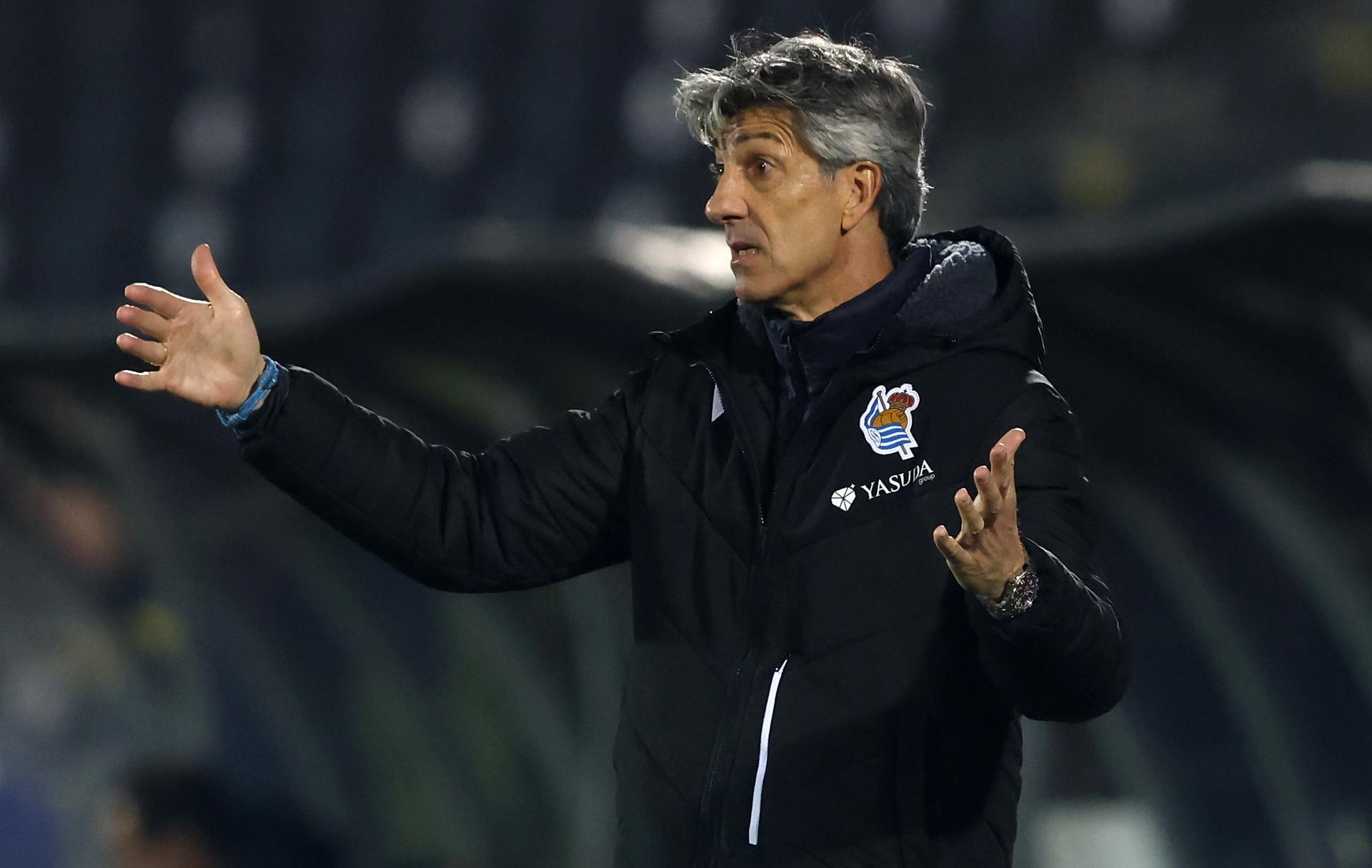 El entrenador de la Real Sociedad Imanol Alguacil durante el partido de Liga Europa contra el Maccabi Tel Aviv. EFE/EPA/ANDREJ CUKIC
