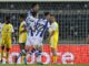 Jon Pacheco de la Real Sociedad marca el 1-0 durante el partido de la Liga Europa contra el Maccabi Tel Aviv en Belgrado. EFE/EPA/ANDREJ CUKIC