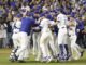 Los Dodgers de Los Ángeles celebran ganar el sexto juego de la Serie de Campeonato de la Liga Nacional de Béisbol de las Grandes Ligas (MLB). EFE/EPA/CAROLINE BREHMAN