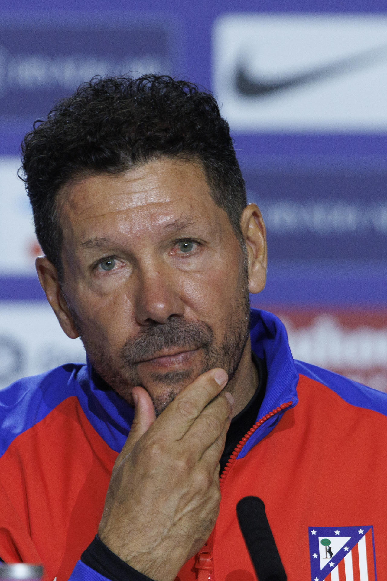 Simeone, durante la rueda de prensa de este sábado. EFE/Sergio Perez
