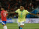 Igor Jesus Maciel da Cruz de Brasil celebra su gol en un partido de las eliminatorias sudamericanas para el Mundial de 2026. EFE/ Elvis González